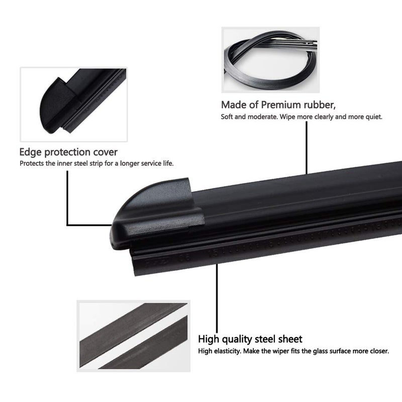 XTechnor Windshield Wiper Blades for Model 3 Model Y 2017-2024, Original Equipment Replacement Wiper Strips (Set of 2) - Image 3